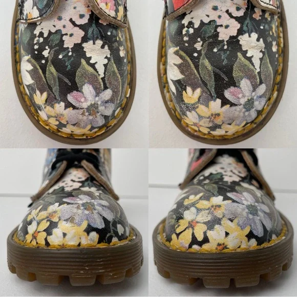 Vintage Dr. Martens England MIE Floral Print Leather Boots Toddler - Picture 6 of 14